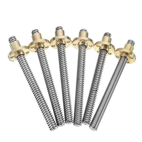 3D Printer T8 1/2/4/8/12/14mm 100mm Lead Screw 8mm Thread With Copper Nut For Stepper Motor