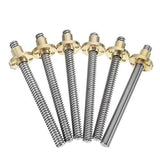 3D Printer T8 1/2/4/8/12/14mm 100mm Lead Screw 8mm Thread With Copper Nut For Stepper Motor