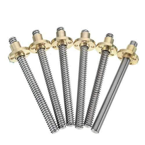 3D Printer T8 1/2/4/8/12/14mm 500mm Lead Screw 8mm Thread With Copper Nut For Stepper Motor