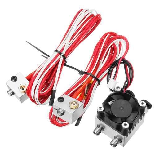 1.75mm/3.0mm Fialment 0.4mm Nozzle Upgraded Dual Head Extruder Kit for 3D Printer