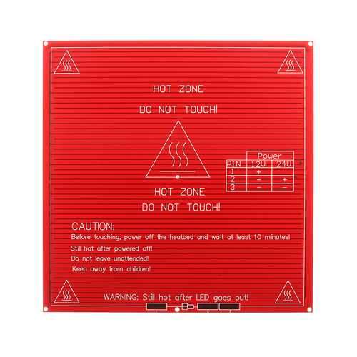 Red Color 12/24V 214*214*1.6mm MK2B Heated Bed Platform for 3D Printer