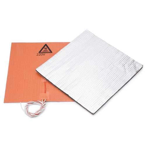 220V 750W 300*300mm Silicone Heated Bed Heating Pad + Foil Self-adhesive Heat Insulation Cotton DIY Part for 3D Printer Hot Bed